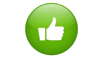 Green thumbs up PNG isolated on transparent background, like button graphic for social media and positive feedback
