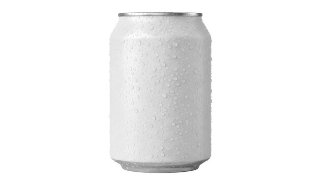 Blank aluminum can with water droplets isolated PNG, soda or beer can mockup on transparent background for branding and product presentation