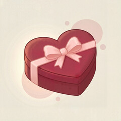 Heart-shaped gift box with pink ribbon on soft background  