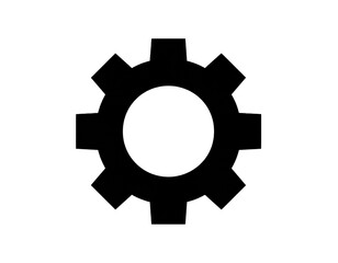 Schwarzes Zahnrad Icon isoliert auf wei&szlig;em Hintergrund