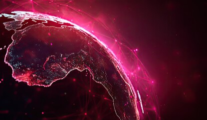 Glowing digital globe with network connections against a dark, vibrant background