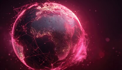 Glowing Earth surrounded by a vibrant, interconnected digital network