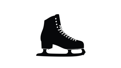 Black Silhouette of Ice Skate Boot Isolated on White Background Vector Illustration