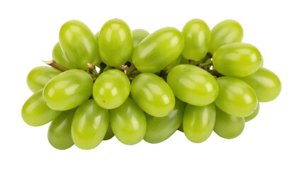 Fresh green grapes isolated PNG, bunch of juicy seedless fruits on transparent background, healthy snack and dessert ingredient