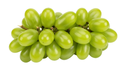 Fresh green grapes isolated PNG, bunch of juicy seedless fruits on transparent background, healthy snack and dessert ingredient