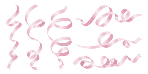 Pink ribbon on white background Vector illustration