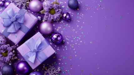 christmas decoration on purple background