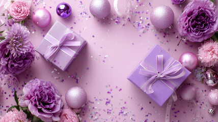 christmas decoration on pink background
