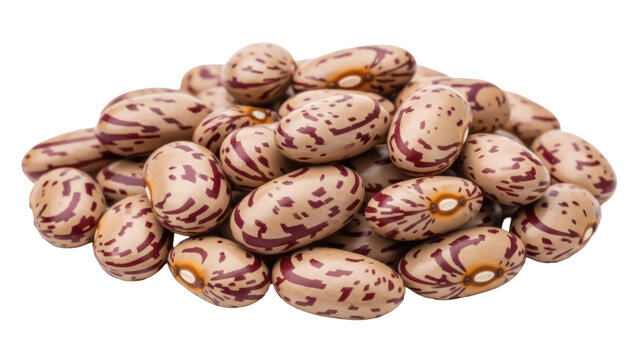 Pinto beans isolated PNG on transparent background, speckled kidney bean pile for healthy eating and vegetarian recipes