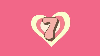 Retro Pop Cartoony Heart Countdown, Pink