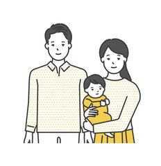 家族のイラストベクター素材（2世代3人）