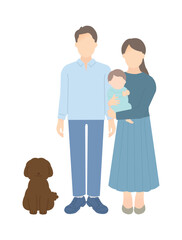家族のイラストベクター素材（2世代3人）