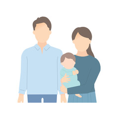 家族のイラストベクター素材（2世代3人）