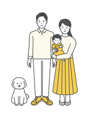 家族のイラストベクター素材（2世代3人）