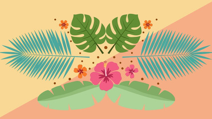 Tropical Leaves and Flowers Pattern Vibrant Summer Botanical Design © Abhinaya Project
