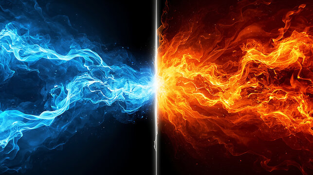 Fire and ice contrasting elements in harmony  balance of nature