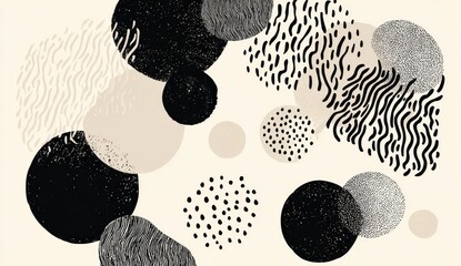 Abstract organic shapes and textures in a monochrome palette