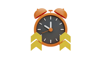 3D Alarm Clock with Upward Arrows Icon - Time Management Concept