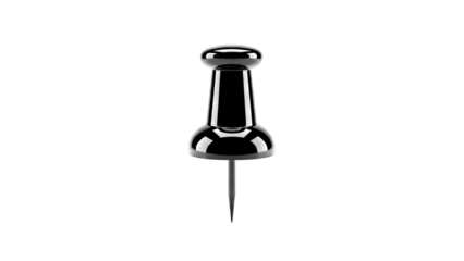 Black Push Pin Isolated on White Background