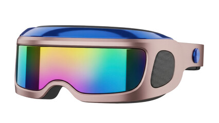 Futuristic VR headset PNG isolated on transparent background, virtual reality glasses for gaming and metaverse applications