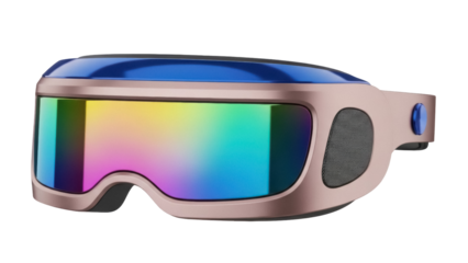 Futuristic VR headset PNG isolated on transparent background, virtual reality glasses for gaming and metaverse applications