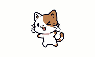 Obraz premium Cartoon Cat Character with Orange Patch vector White background