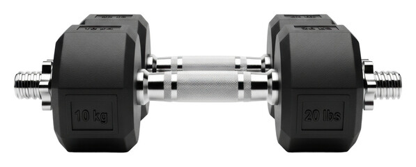 Strength training session with dumbbells in home gym environment isolated on transparent background