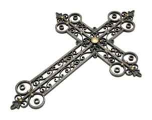 Intricate iron cross design artistic display isolated on transparent background