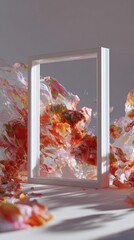 Framed floral burst, dreamy, colors