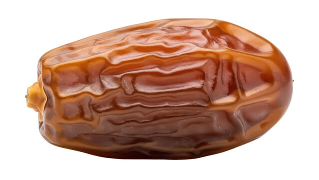 Shiny brown date fruit isolated PNG, sweet dried fruit snack for healthy eating and Ramadan food