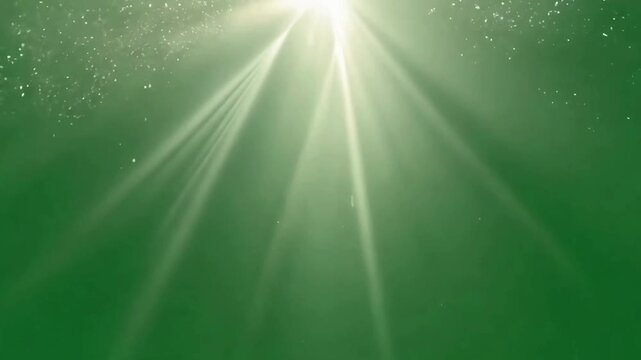 Heavenly white light beams and dust particles shining from top on green screen for holy or spotlight effects.