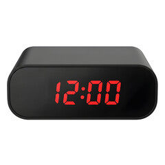 Modern digital alarm clock isolated on transparent background
