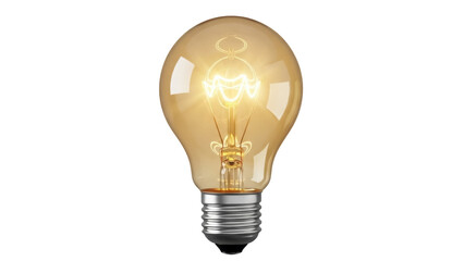 Vintage light bulb PNG isolated on transparent background, glowing filament lamp for retro design and energy concepts