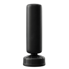 Black freestanding punching bag isolated on transparent background