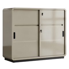 Beige sliding door cabinet isolated on transparent background