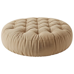 Tufted round floor cushion isolated on transparent background