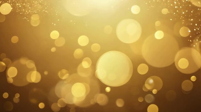 Elegant golden bokeh particles floating on gold background for luxury awards and celebration loops.