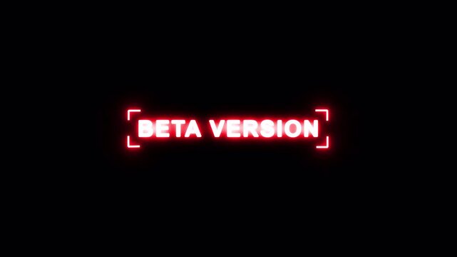 Cyberpunk Style Beta Version Neon Sign, Glitchy Digital Interface HUD Element for Game Development Preview