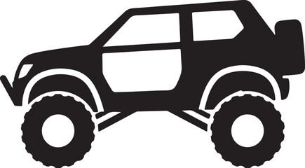 Black silhouette of an off road vehicle with large tires © Tanmoycre8