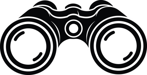 Minimalist binoculars vector icon in black and white, bold line style, optical instrument symbol, isolated on white background, simple design for navigation, exploration, travel, and adventure themes © MSTIRIN