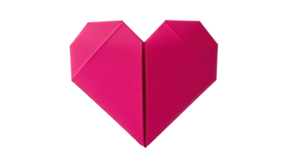 Geometric origami heart PNG isolated on transparent background, folded paper craft for love and Valentine s Day themes