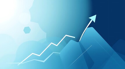 An abstract representation of business growth, using upward trending lines and geometric shapes in a cool color palette, vector illustration