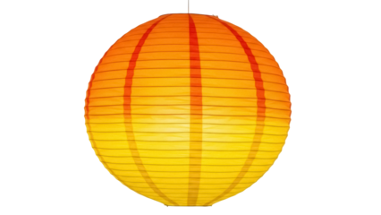 Orange and yellow paper lantern PNG isolated on transparent background, festive decoration for parties and celebrations