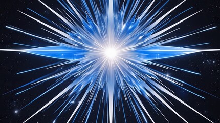 Blue Abstract Light Burst with Futuristic Lens Flare on Dark Background