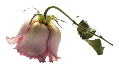 Falling pink rose nature floral isolated on transparent background