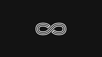 White Infinity Symbol on Black Background.
