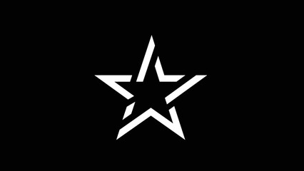 White Star Icon on Black Background.
