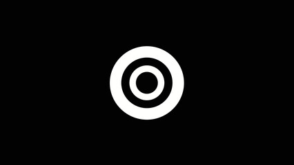 White Target Symbol on Black Background.