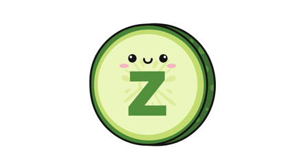 Zucchini Cartoon Character with Happy Face.