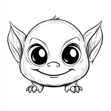 A charming sketch of a cartoonish gremlin character, adorable and unique.